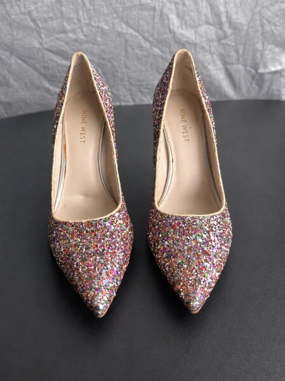 Nine West Pink Multi-Glitter Pointed Toe High Heels